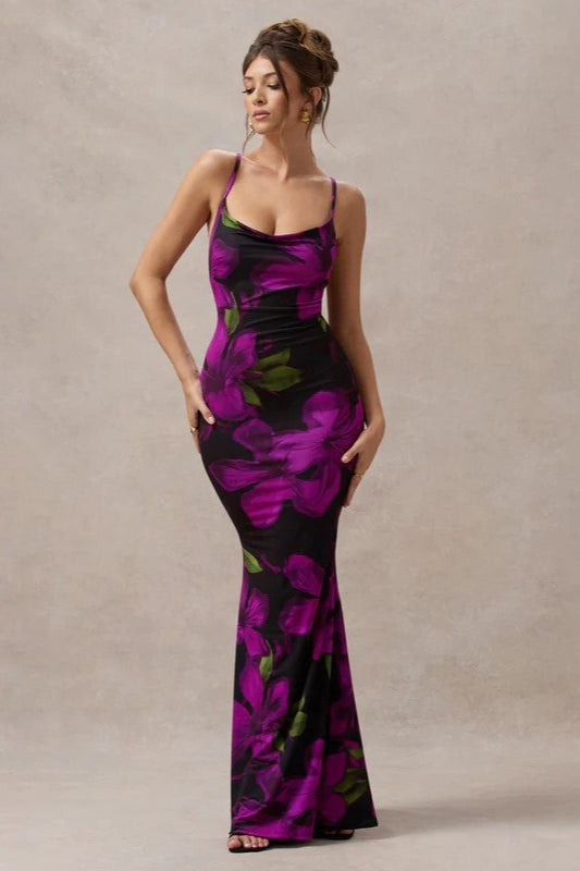 Floral Edition CrossStrap Maxi Party Dress