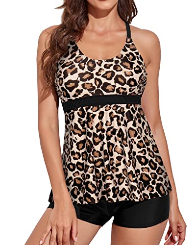 Flattering Tummy Control Tankini Boyshorts Swimsuit-Black And soft style