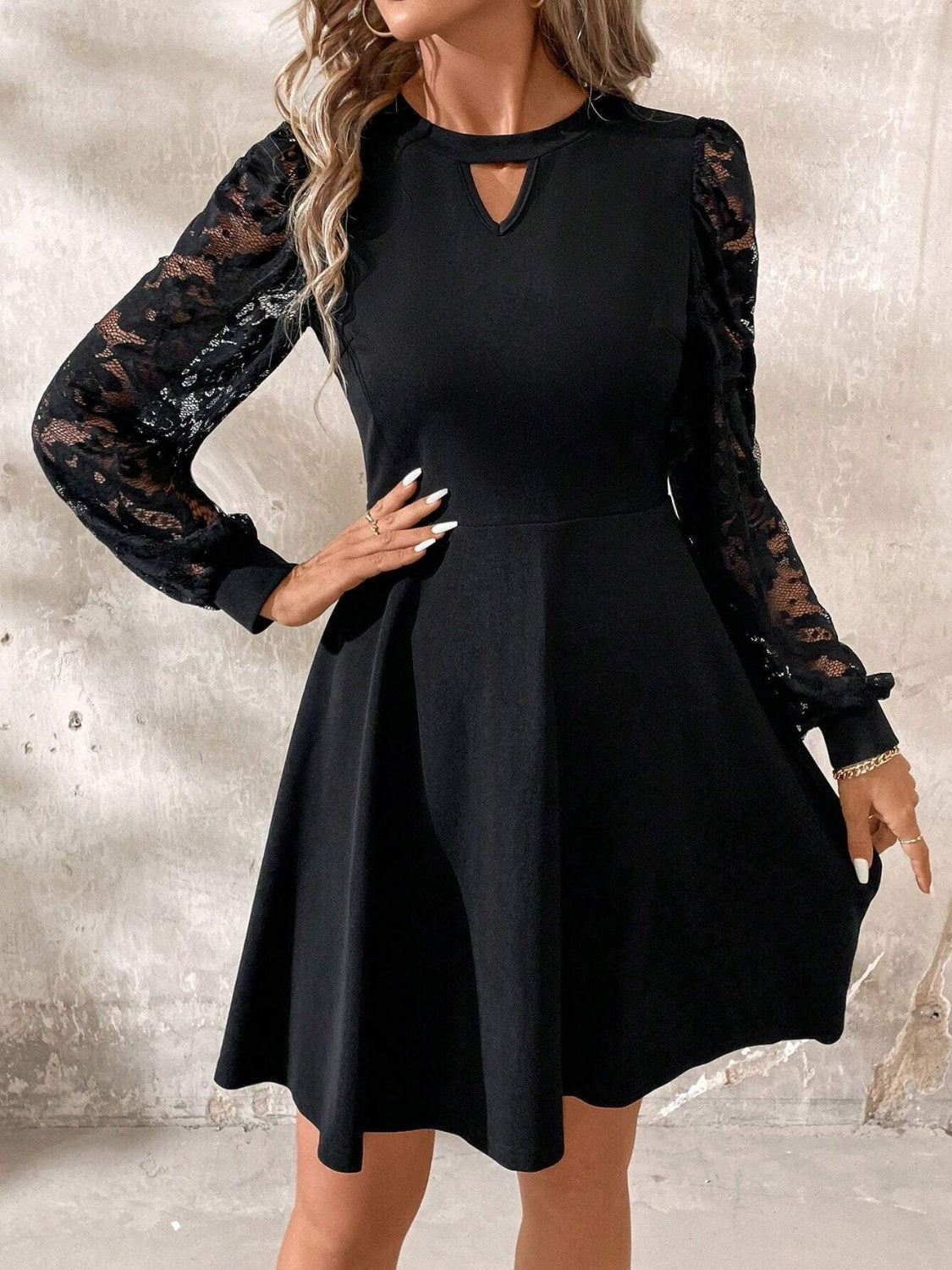 Statement Reina Long Sleeve Lace Mini Dress with Cutouts Boutique Collection