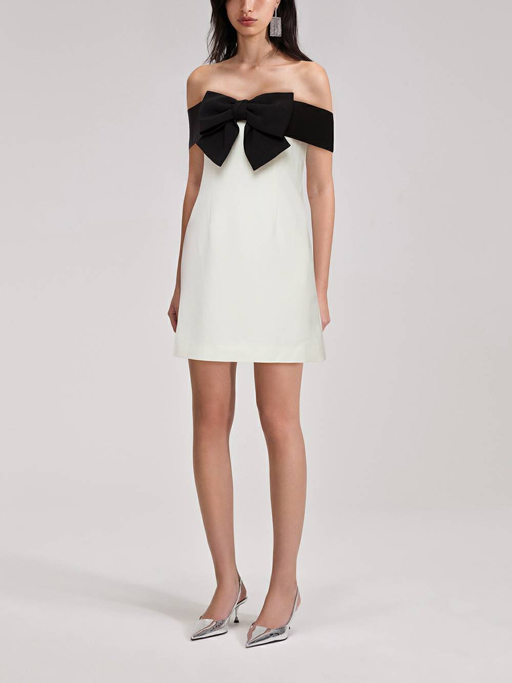 Shoulder Off Bow Dress