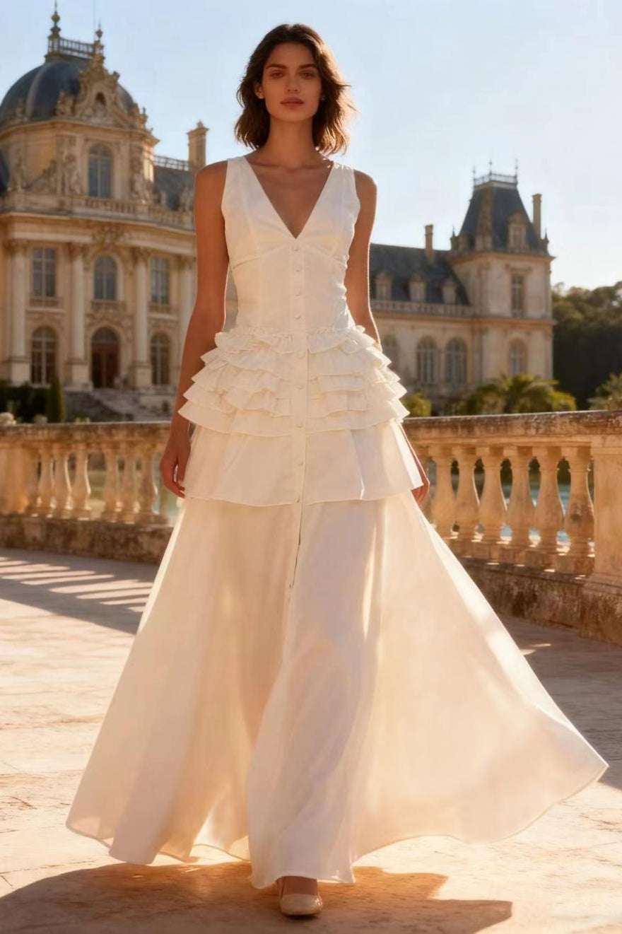 Graceful Vintage Sleeveless Swing Tiered Prom Dress