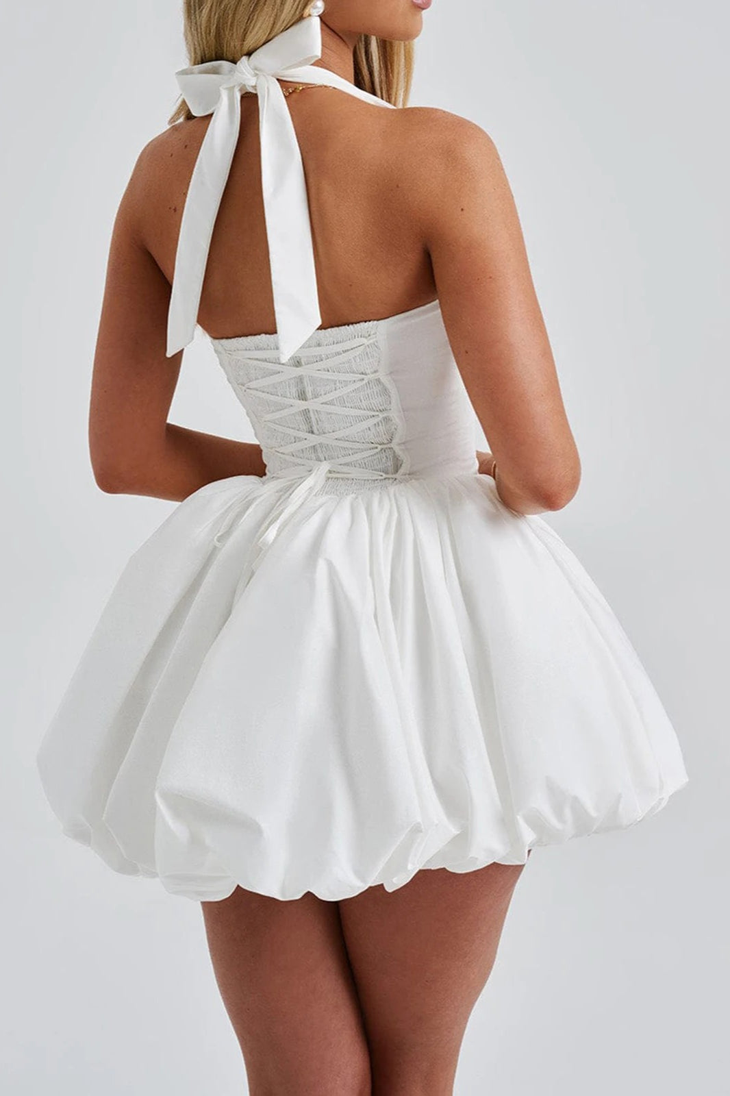 Halter Sleeveless Bubble Mini Dress
