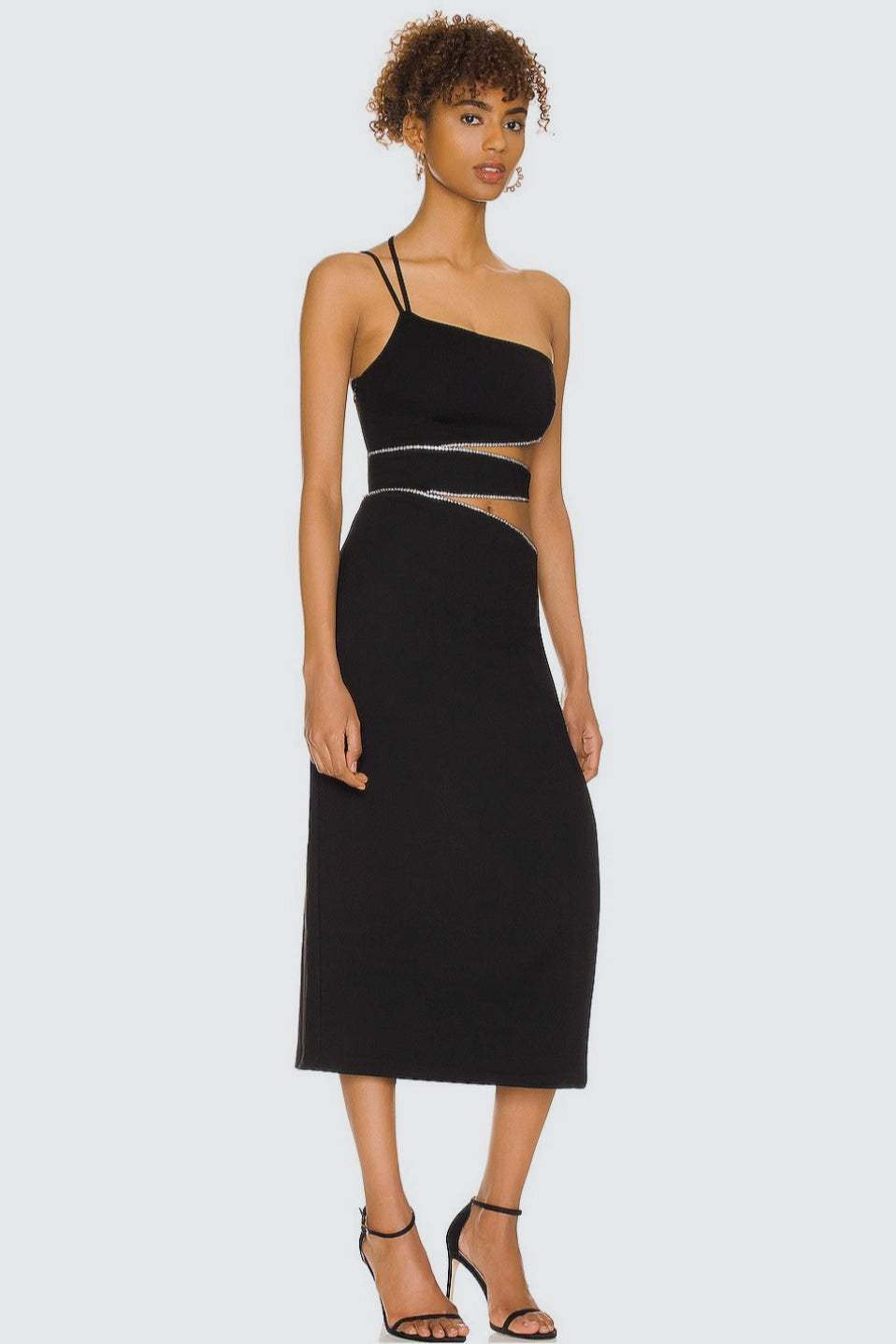 Chain Strapless Bodycon Midi Dress