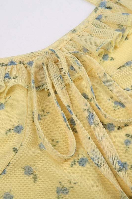 Botanical Bow Tie Mini Dress