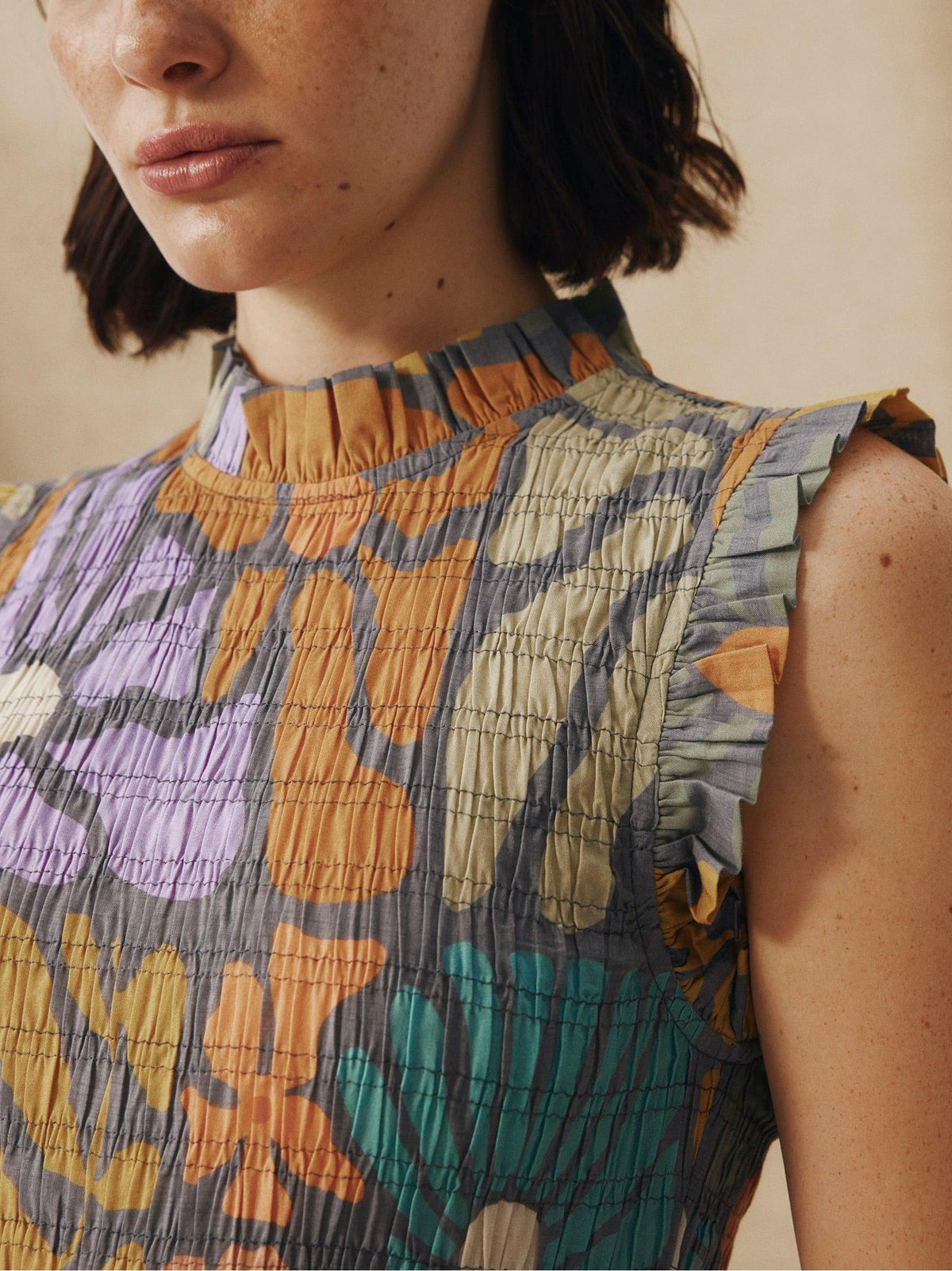 Botanical Multicolor Print Midi Dress