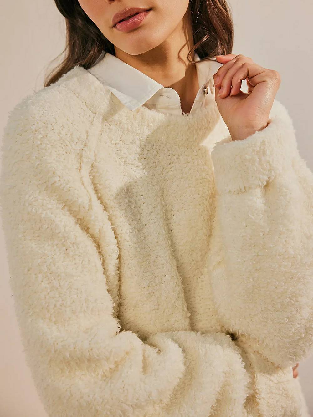 Flowy Lace Mini Dress & Teddy Sweater