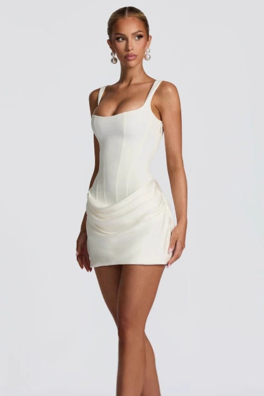Strapless Strap Mini Tie Chic Bodycon Mini Dress