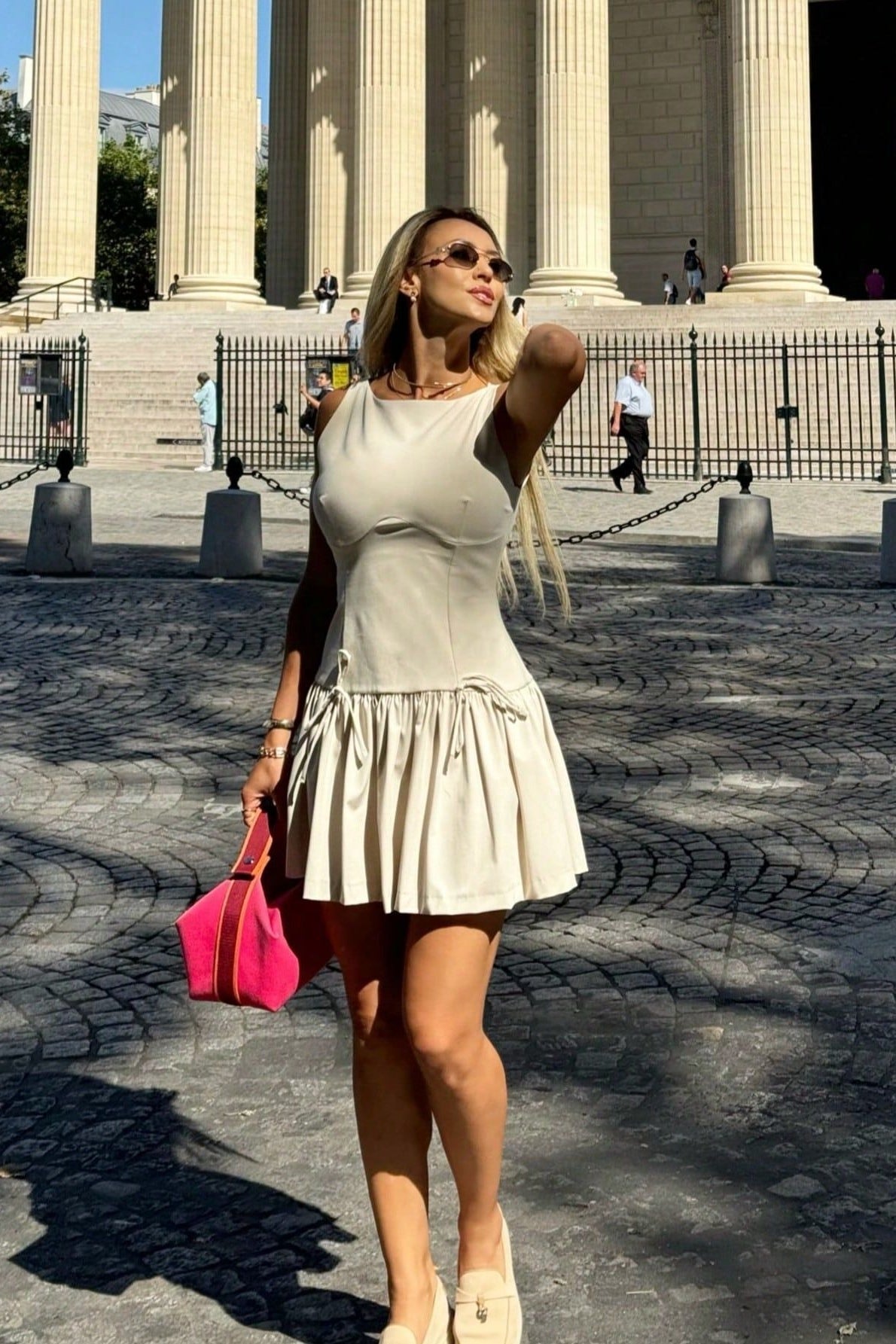 Detail Bow Sleeveless Mini Dress