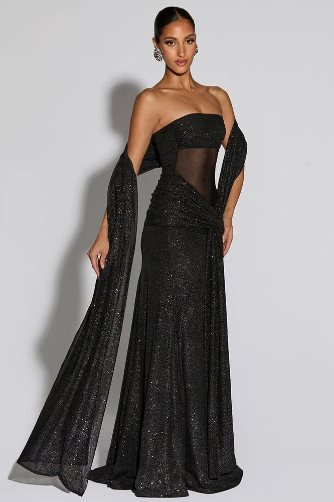Sexy Graceful Tube Off Shoulder Silver Prom Dress