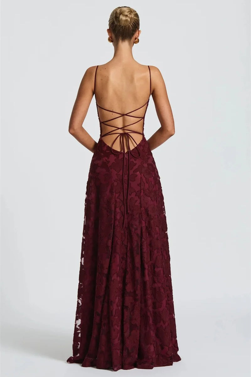 LaceUp Edition Backless Maxi Dress