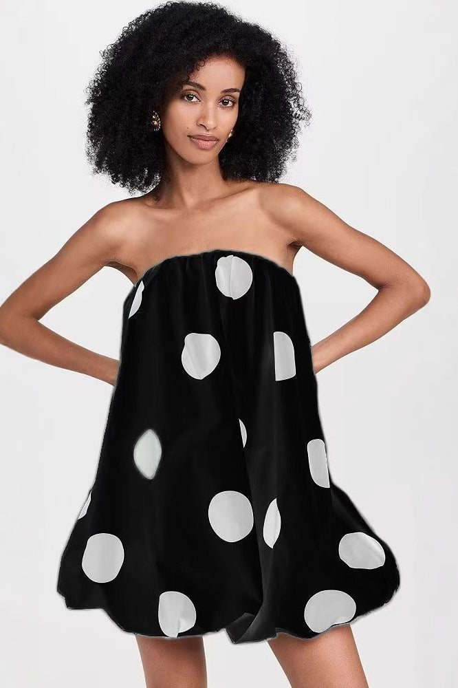 Dot Polka Strapless Bodycon Mini Dress