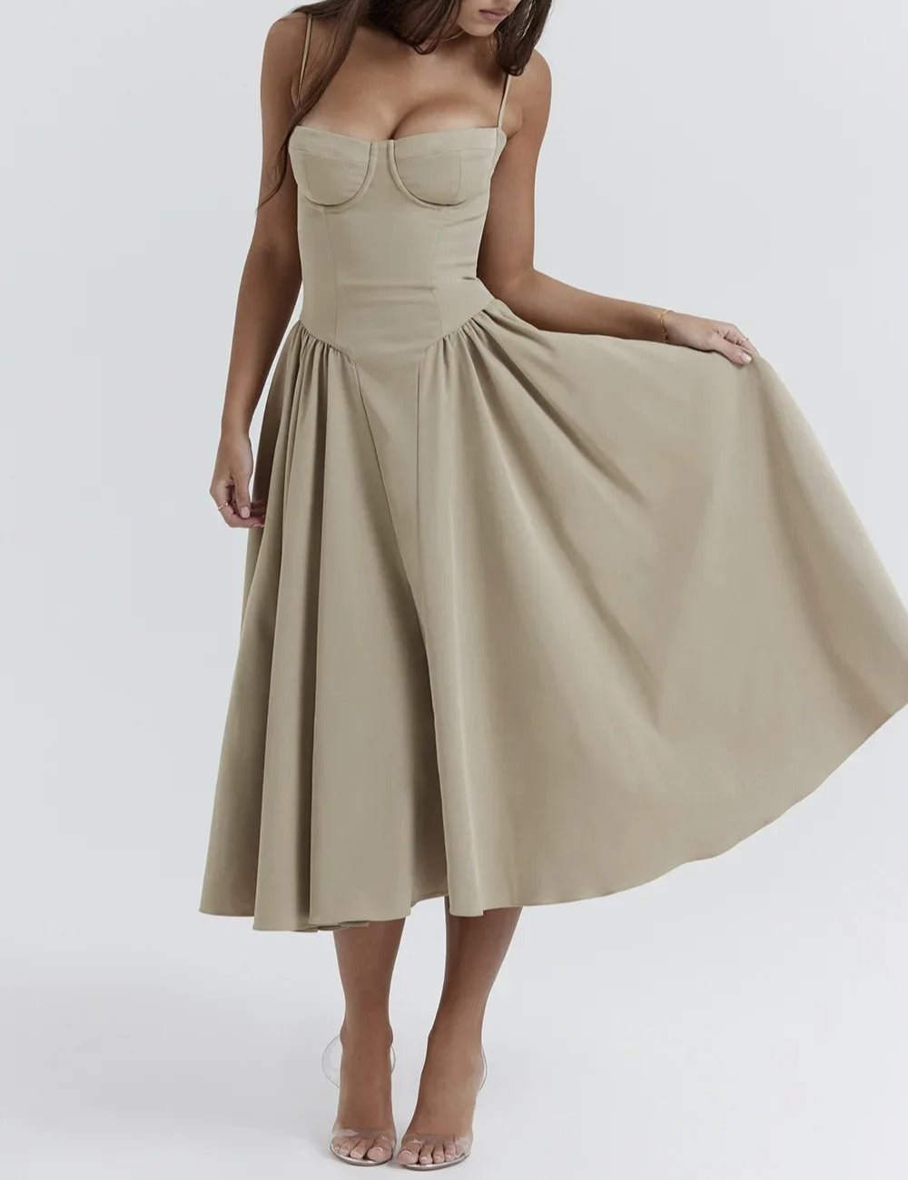 Sleeveless Carolyn Corset Midi Dress