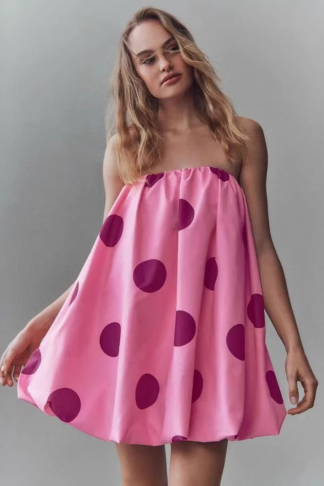 Dot Polka Strapless Bodycon Mini Dress