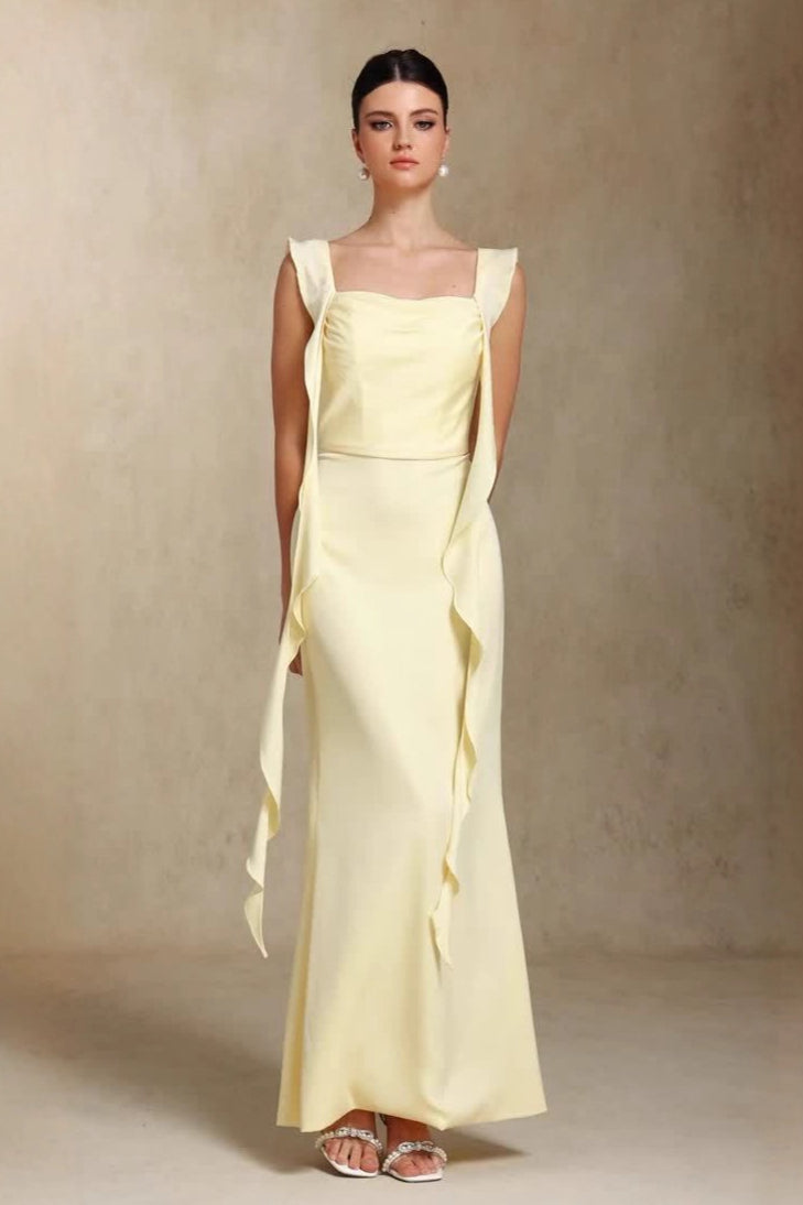Graceful U Neck Sash Maxi Mermaid Prom Dress