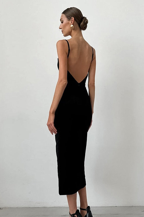 Cami Black Bodycon Midi Dress