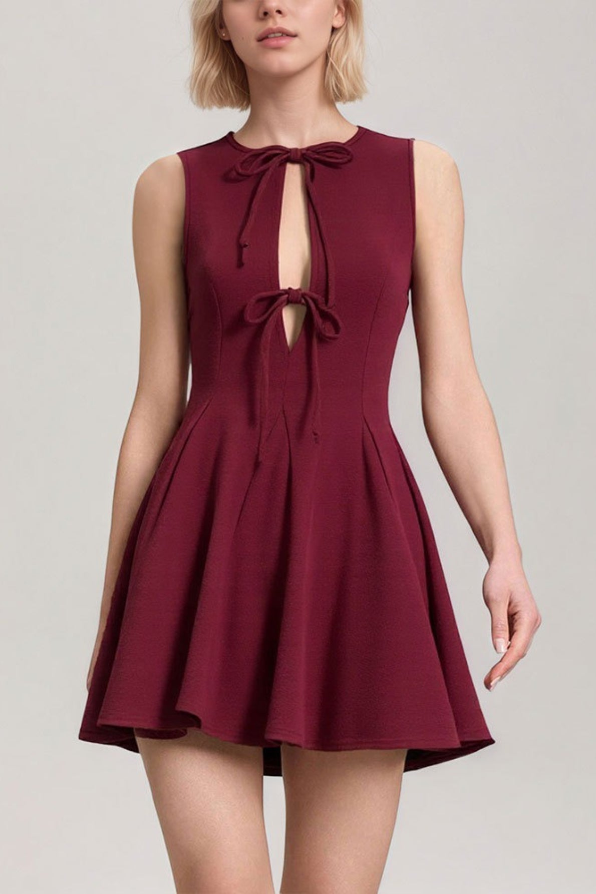 Corset Ruched Bow Detail Sleeveless Mini Dress