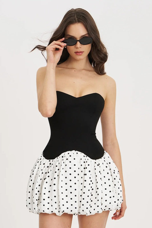 Dot Polka Strapless Bodycon Mini Dress