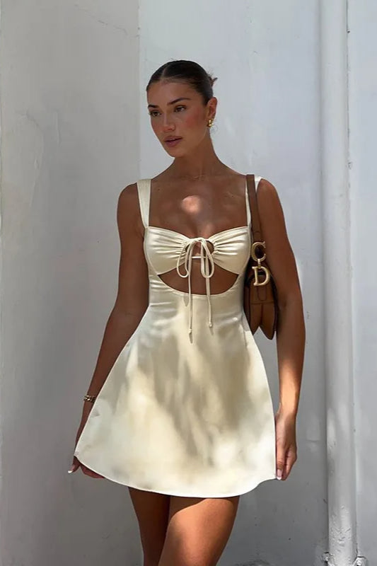 Front Tie Cutout Mini Dress