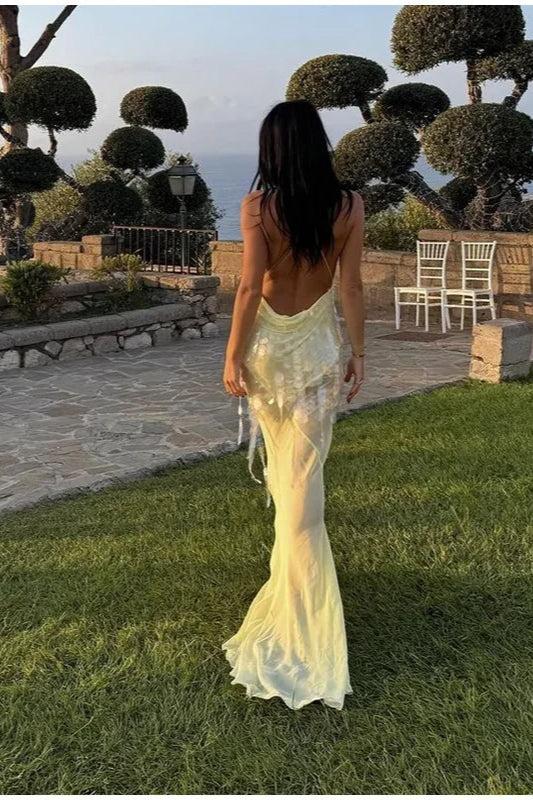 Stylish Sequins Backless Maxi Dress
