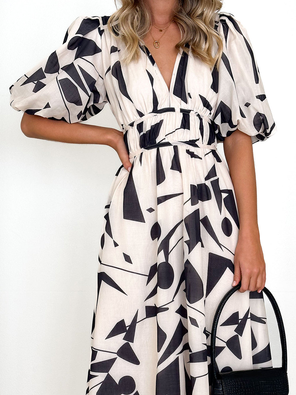 Midi Sakura Dress Beige Geo
