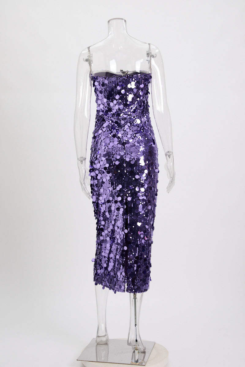 Sequined Babe Midi Dress Purple
