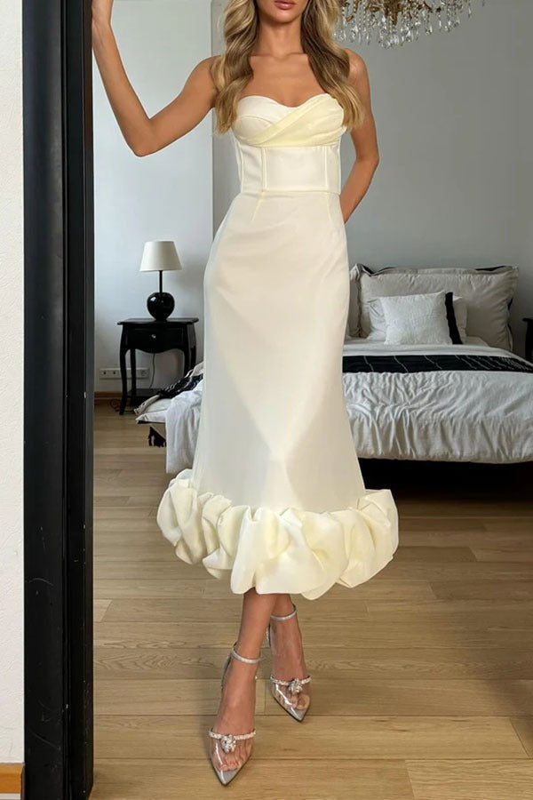 Chic Solid Spaghetti Strap Ruched Maxi Prom Dress