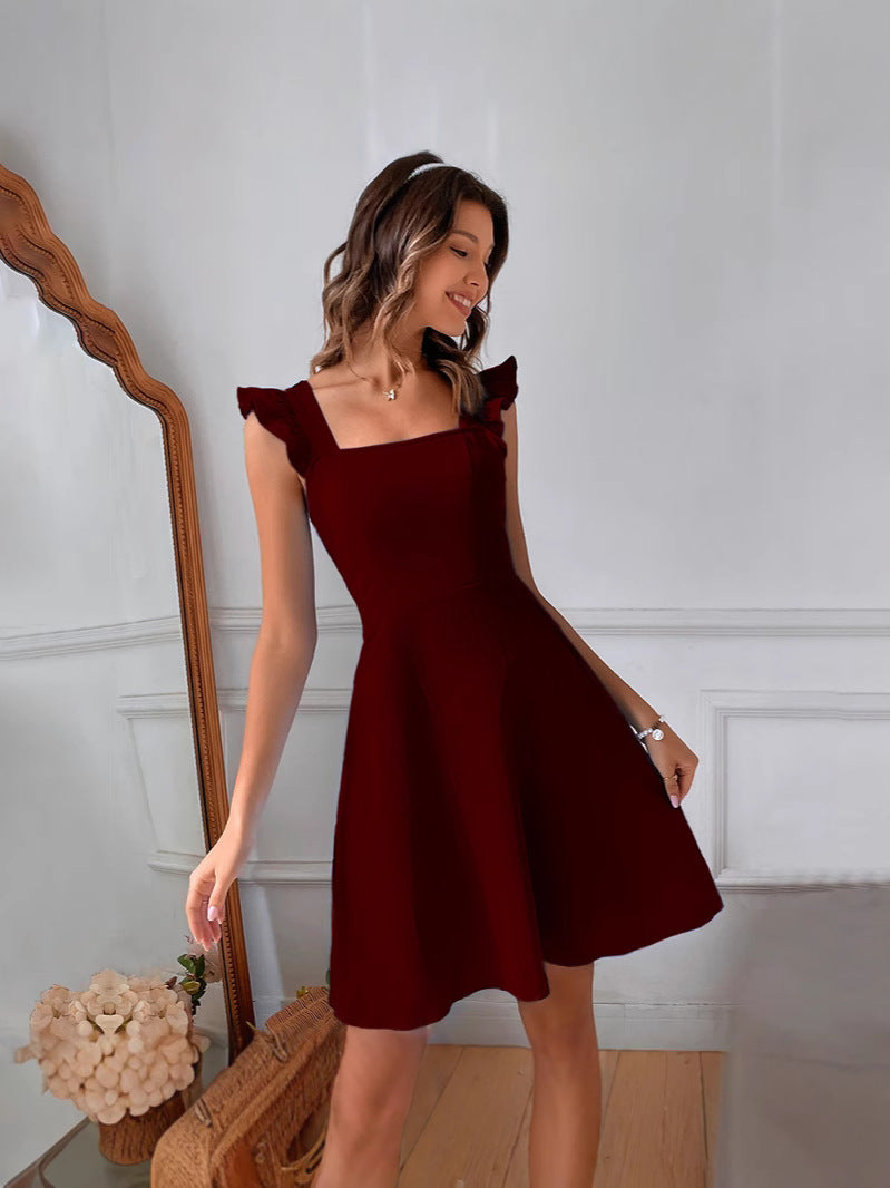 Mini Sleeveless Dress with Ruffle Tieback