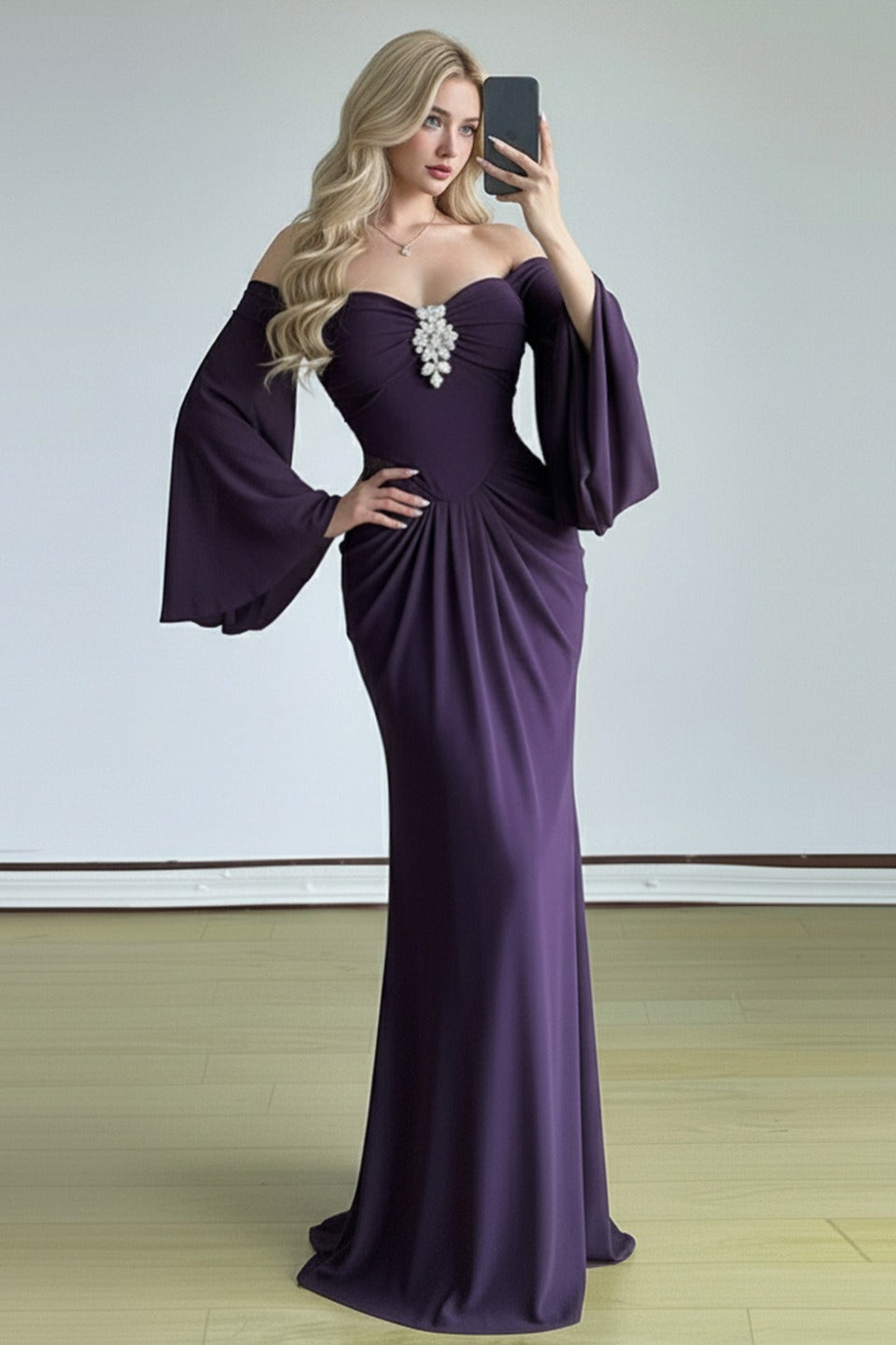 Bell Sleeved Tube Bodycon Prom Dress