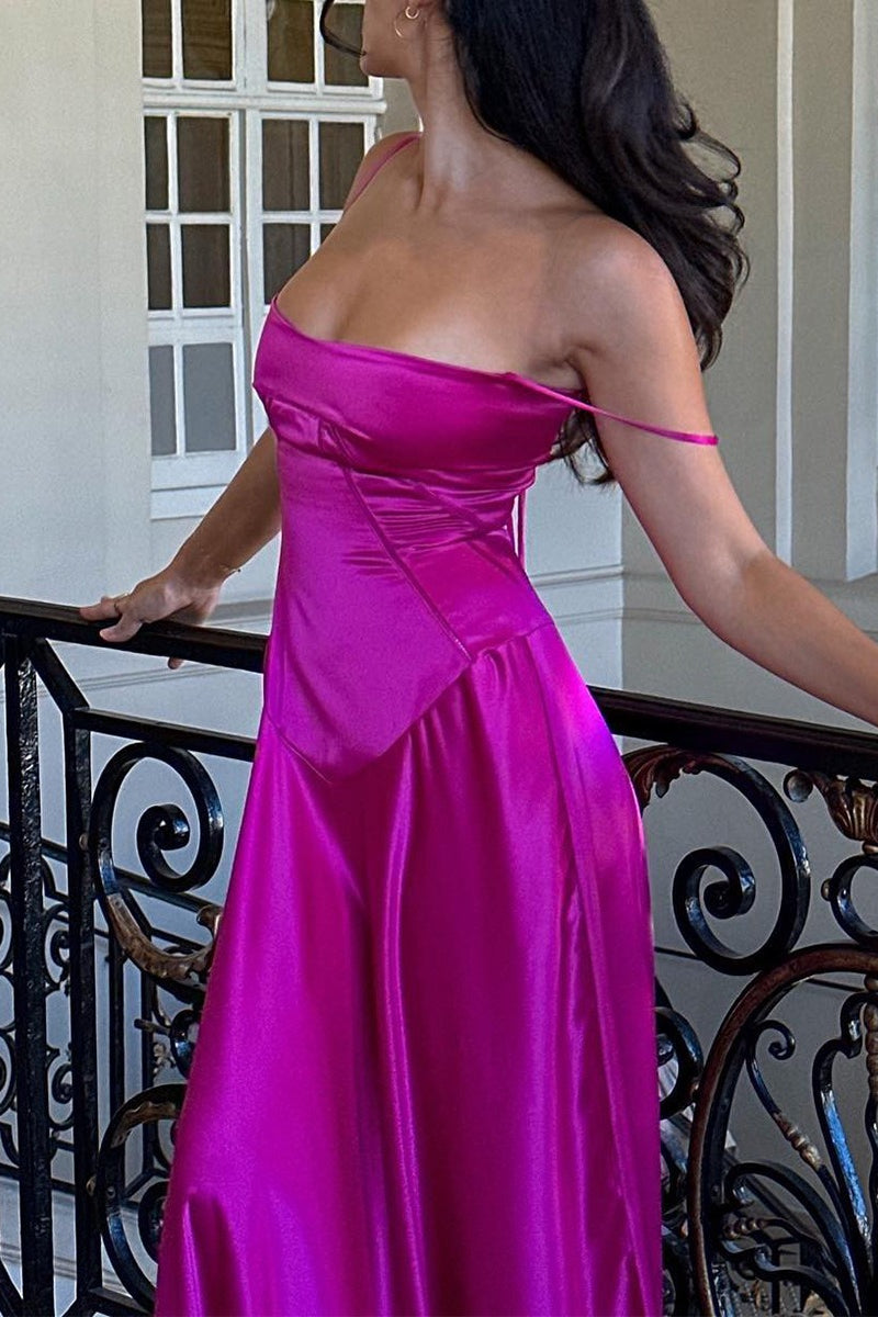 Chic Cami Slim Fit Back Tie Long Prom Dress