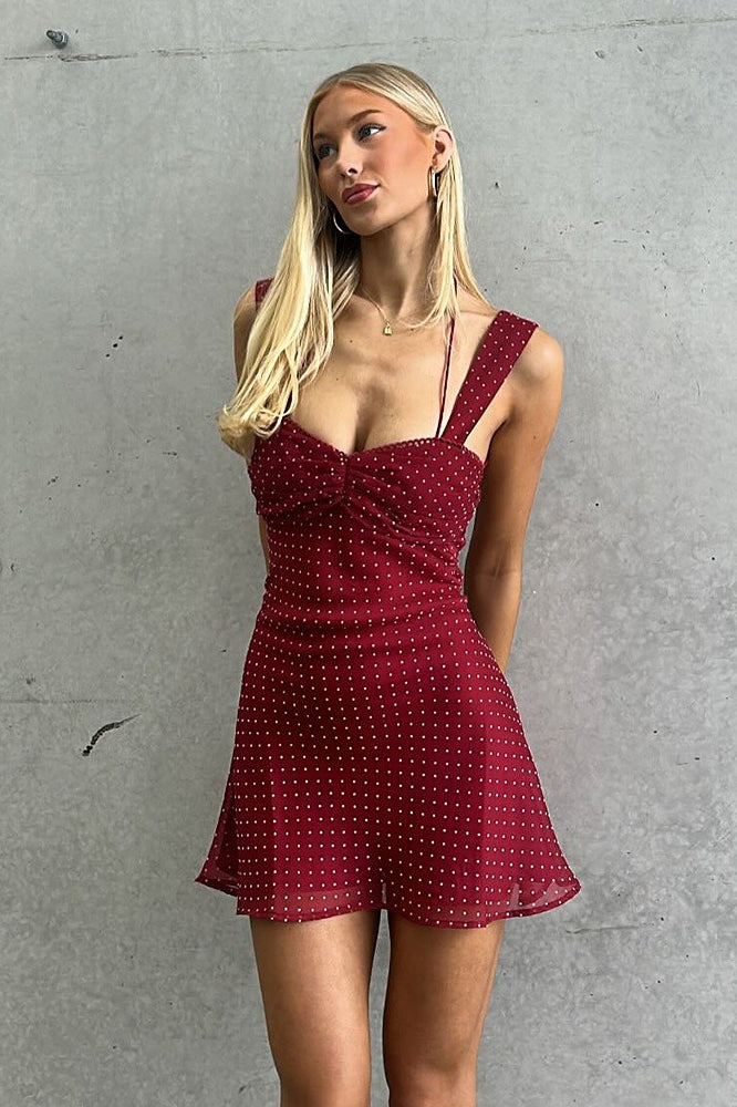 Back Open Spaghetti Strap Mini Dress