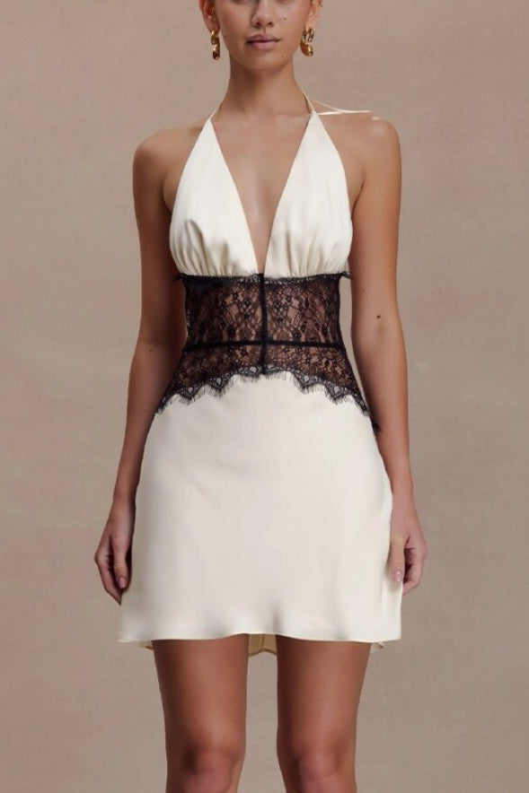 Back Open Ruched Corset Mini Dress
