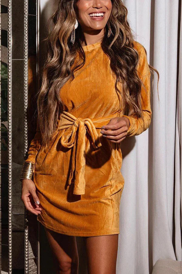 Round Fernanda Neck Mini Dress for Women Trendy Daily Look