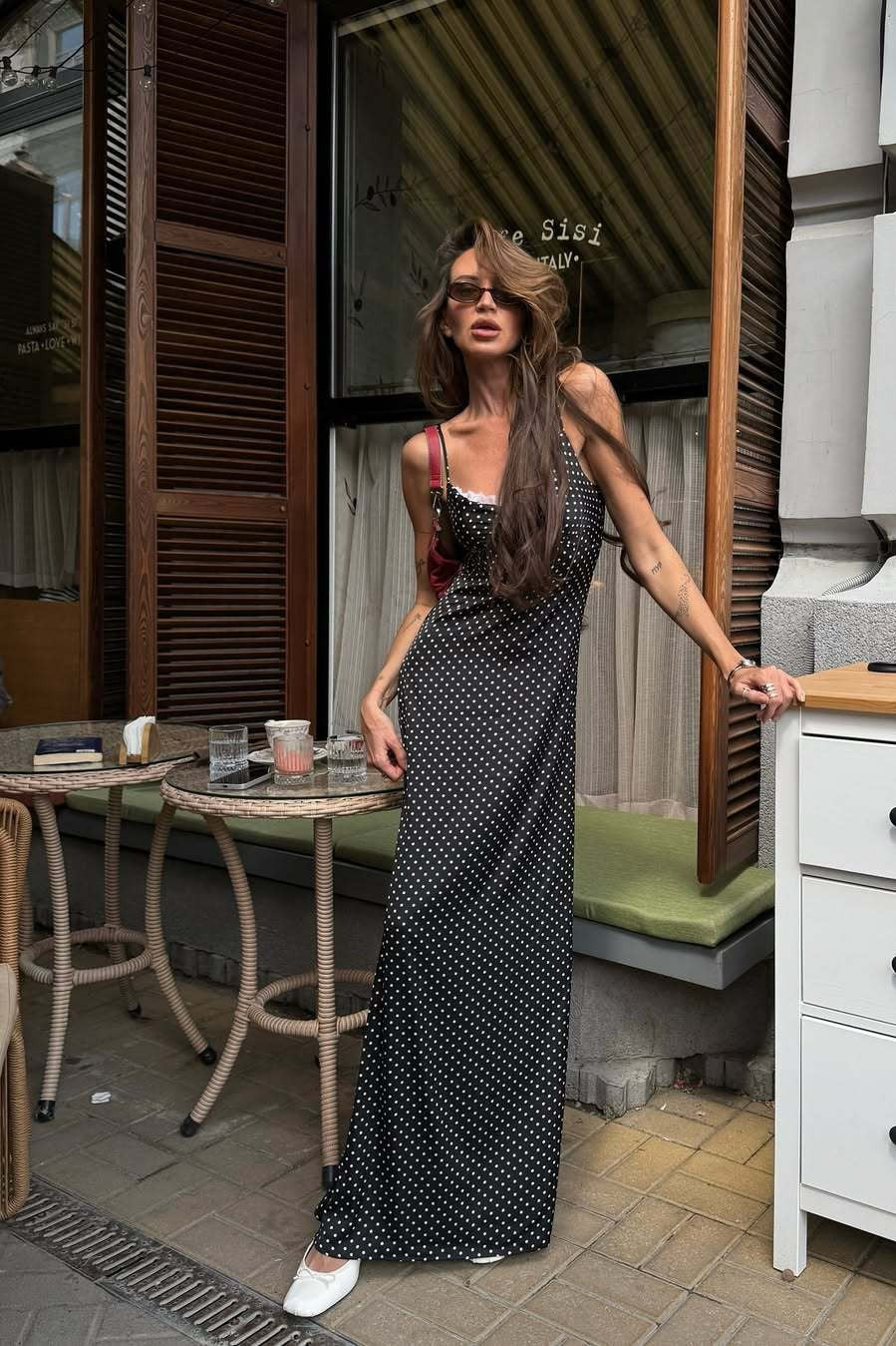 Alluring Polka Dot Cami Long Maxi Dress