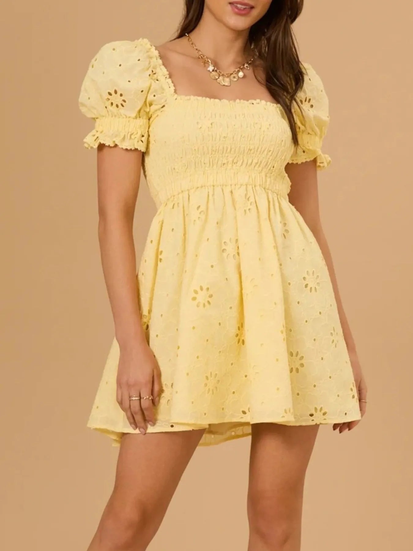 Exclusive Maddalena Puff Sleeve Open Back Mini Dress Boutique Collection