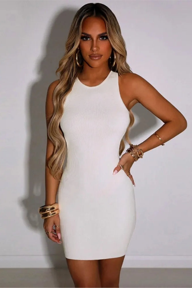 Lace Ribbed Up Mini Dress