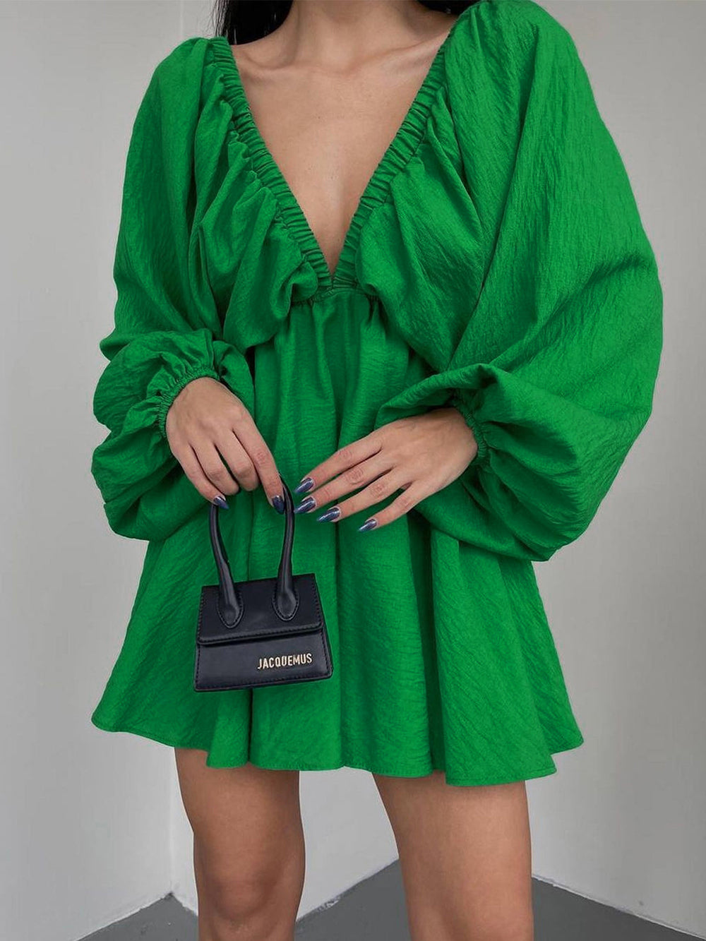 Plunge Woven Skater Mini Dress
