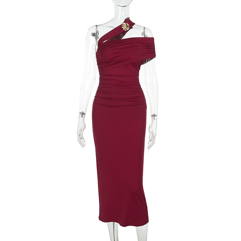 Midi Horres Dress Maroon