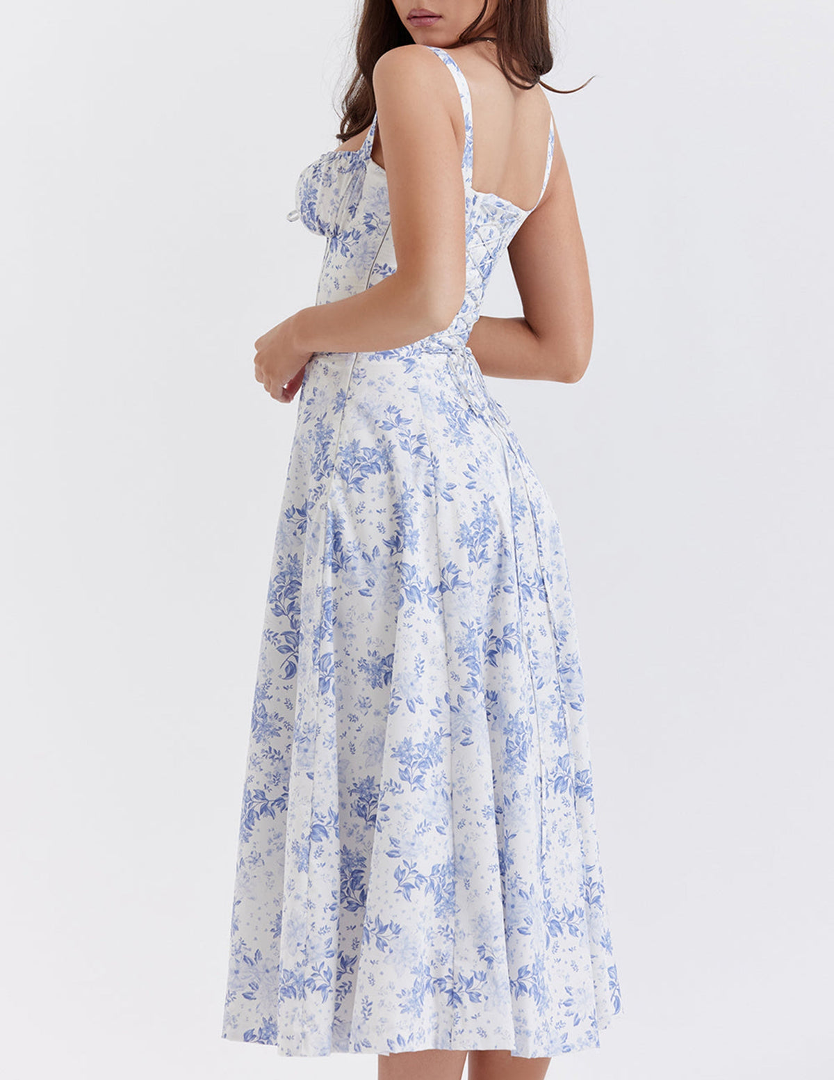 Print Rose Herringbone Slip Dress