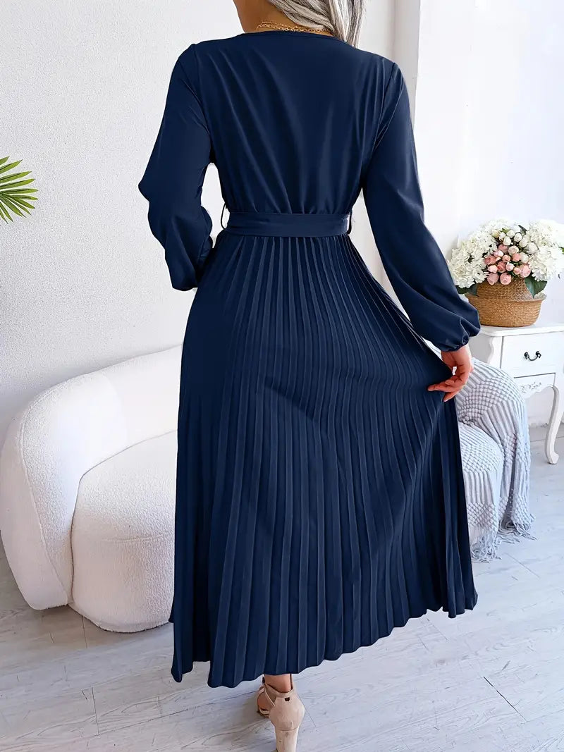 Effortless Verónica Pleated Midi Dress Chic Silhouette Collection
