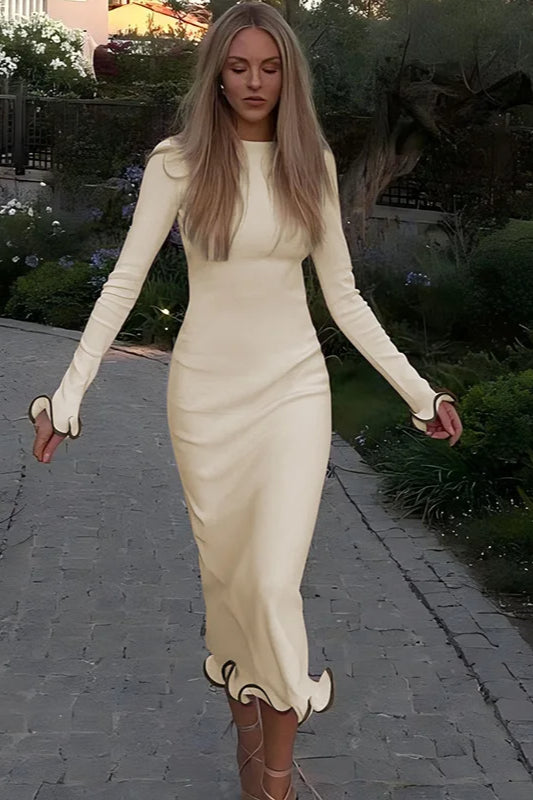 Patchwork Ruffled Midi Dress