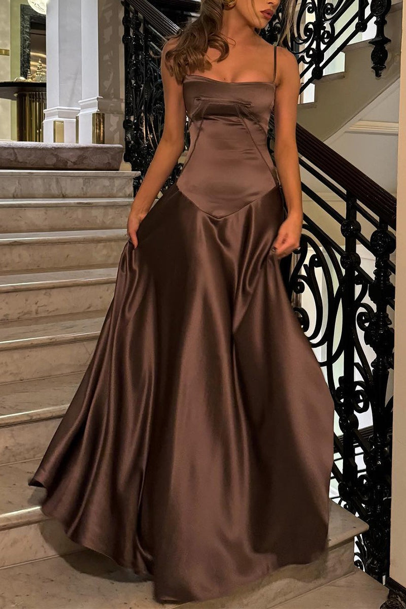Chic Cami Slim Fit Back Tie Long Prom Dress