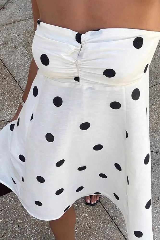 Polka Fashionable Dot Strapless Mini Dress
