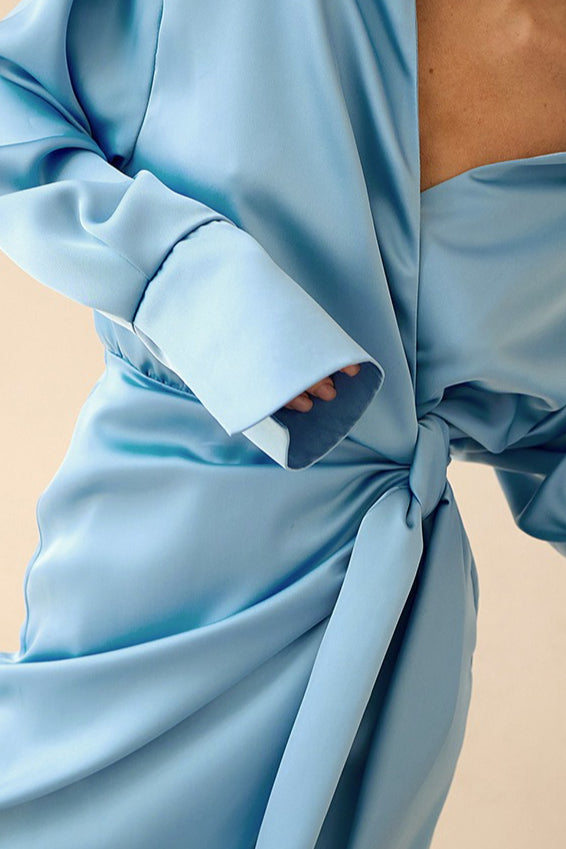 Satin Asymmetric Mini Dress