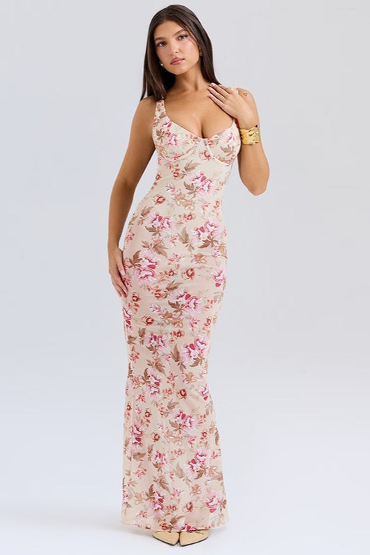 Floral Edition Sweetheart Maxi Party Dress