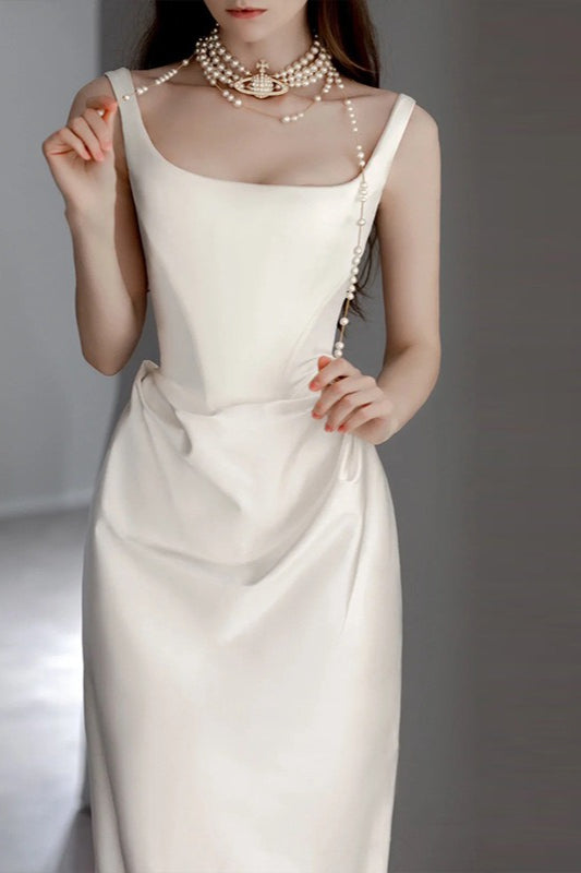 Minimalist High End Graceful Satin Wedding Dress