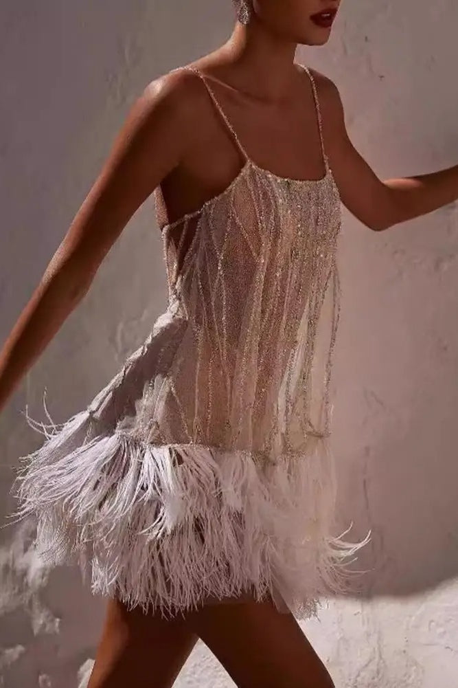 Graceful Fringed Slip Mini Dress