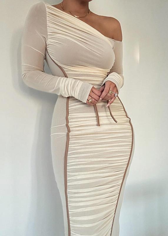 Elegance Asymmetrical Mesh Midi Dress