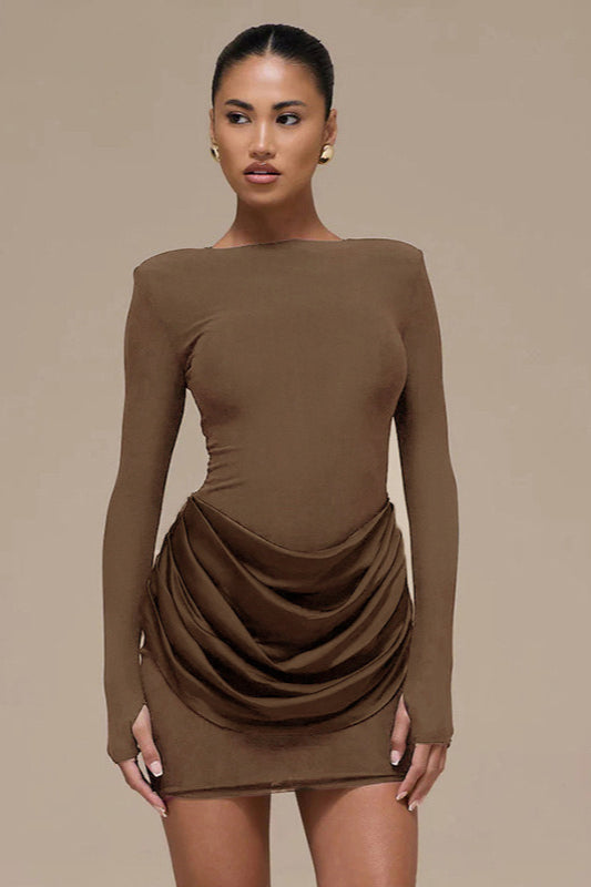 Color Solid Ruched Bodycon Dress