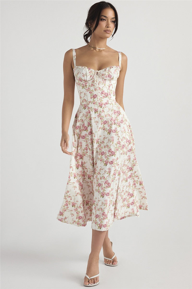 Refined Halter Maxi Floral Dress