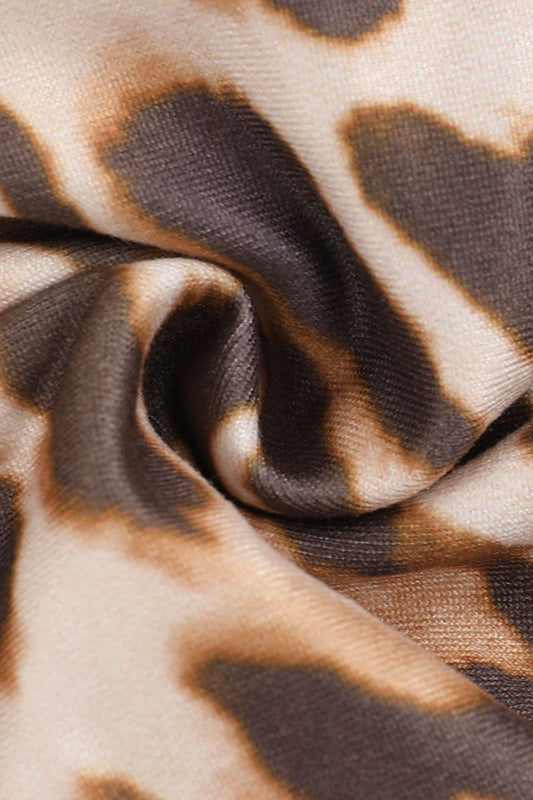 Tie Ruffled Leopard Print Mini Dress